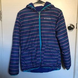 Kids Reversible Columbia Jacket. Multicolored and Purple